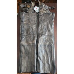 Milwaukee Leather Mens Distressed Brown‎ Leather Motorcycle Chaps Thinsulate S